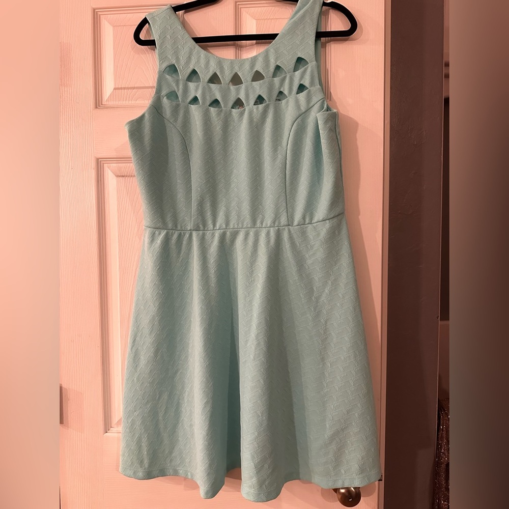 Minty blue fit and flare cutout dress size XXL